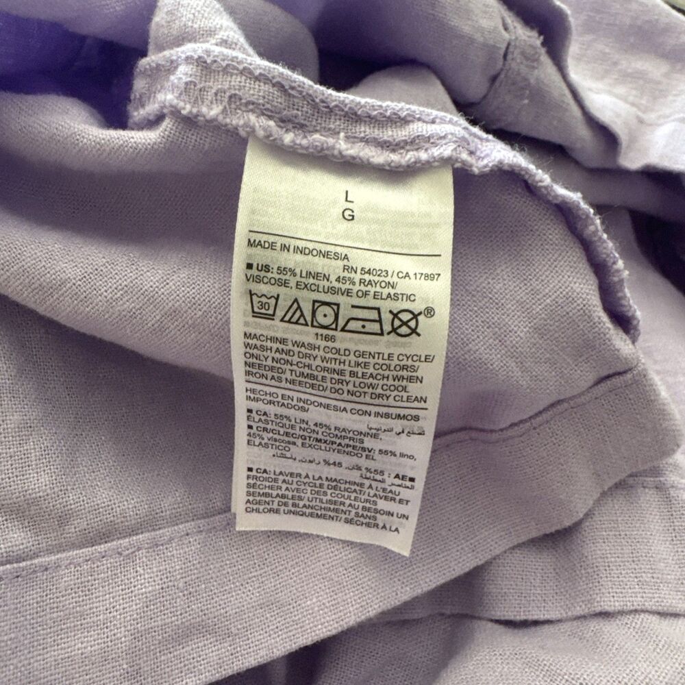 Old Navy Womens Linen Sundress Large Lavender Shirred Pockets Sweetheart Neck - Picture 9 of 9